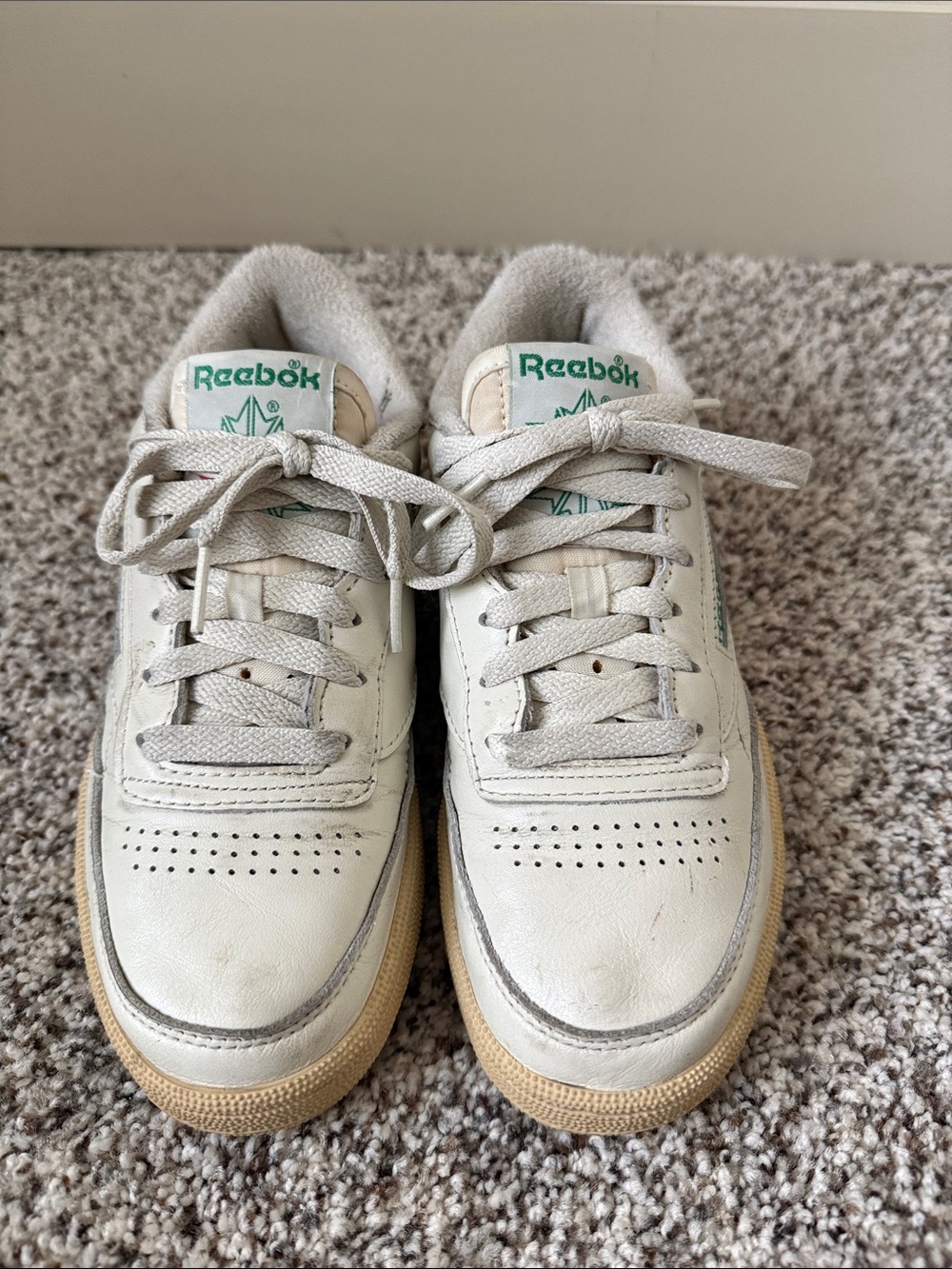 Reebok Women’s Off-White Sneakers with Green Logo